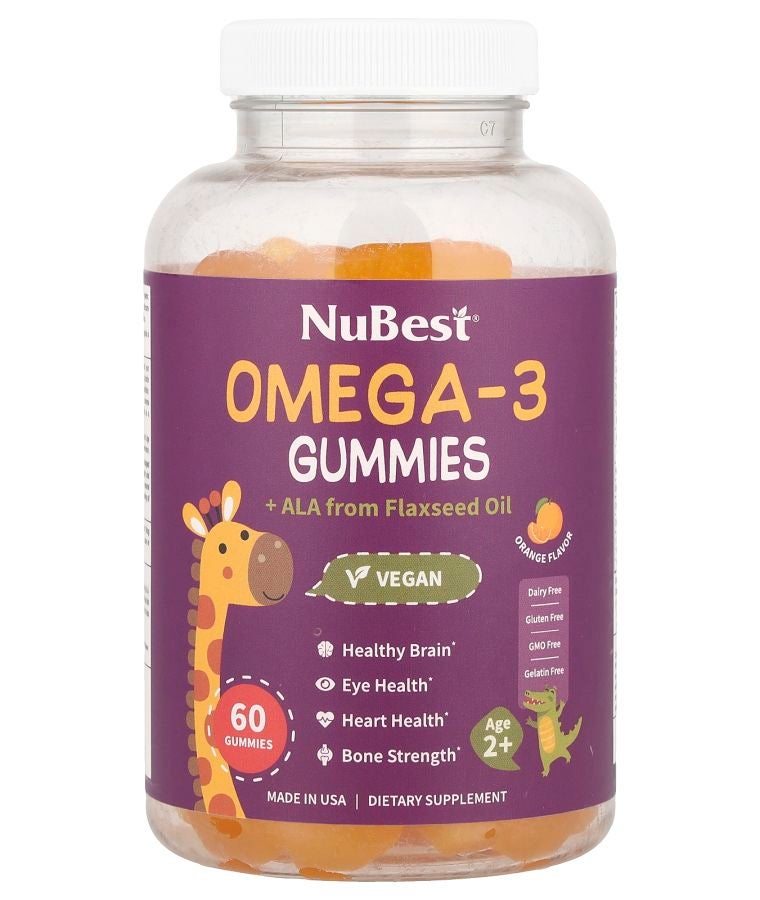 Omega-3 Gummies + ALA from Flaxseed Oil Age 2+ Orange 60 Gummies