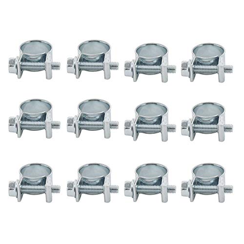 ISPINNER 12pcs 13-15mm Mini Fuel Injection Hose Clamps, Zinc Plated Steel Adjustable Pipe Hose Clip Tube Clamps (1/2" - 9/16" Dia) - Image 2