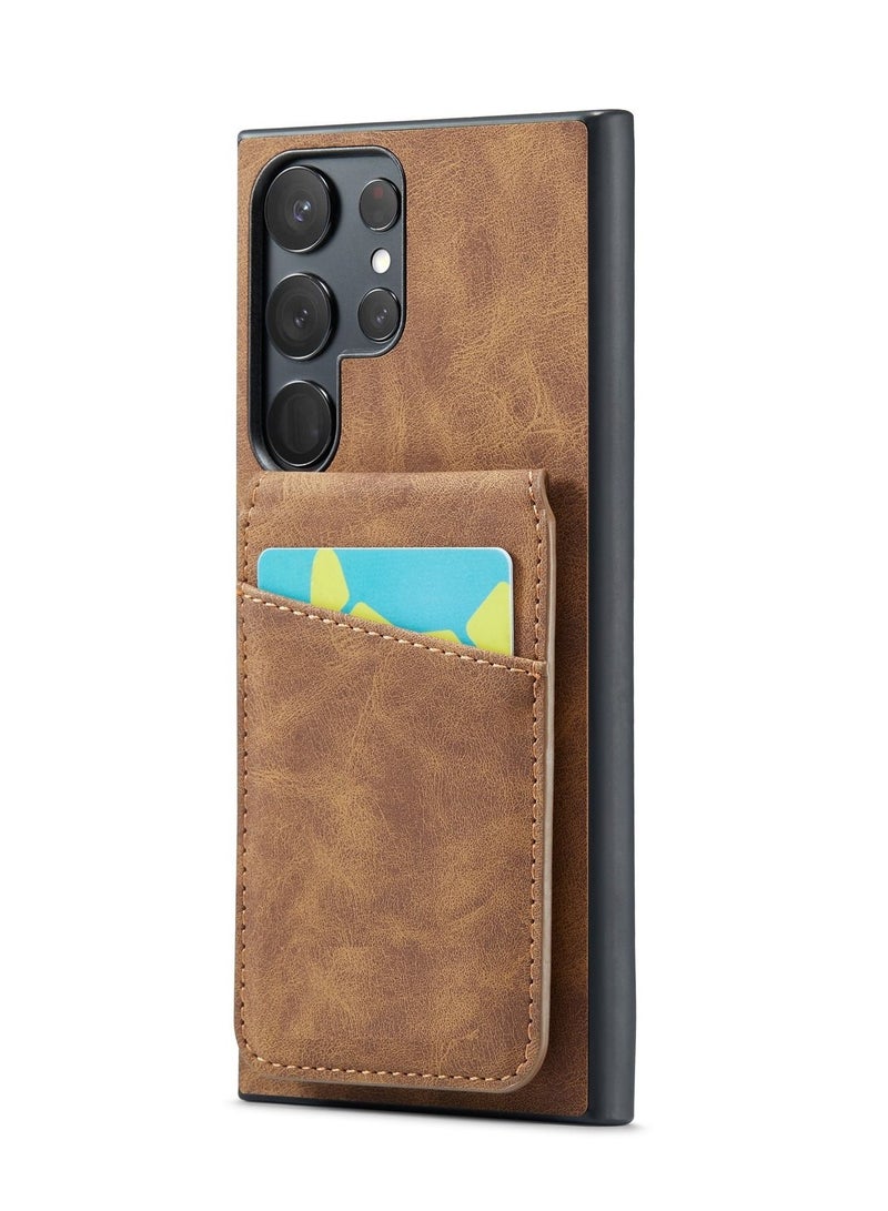 Suteni Back Cover Card Slots Leather Phone Case for Samsung - Image 1