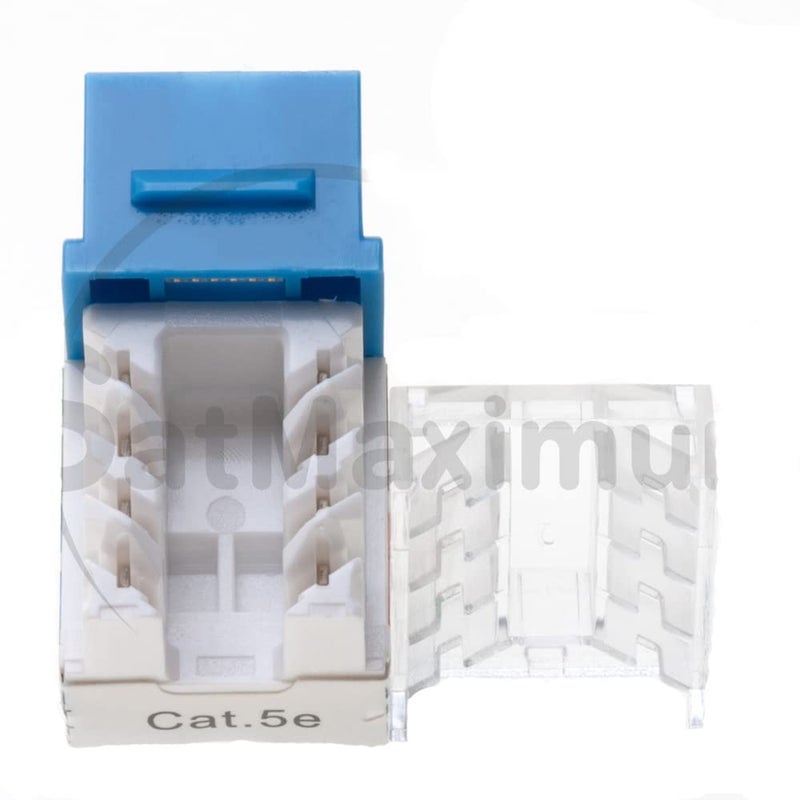SATMAXIMUM Cat5e Keystone Ethernet Wall Jack Punch Down UTP 45-Degree (Easier Termination Than 90-Degree), RJ45 Slim Profile Speed Termination 45° Angled Blue (10 Pack) - Image 3