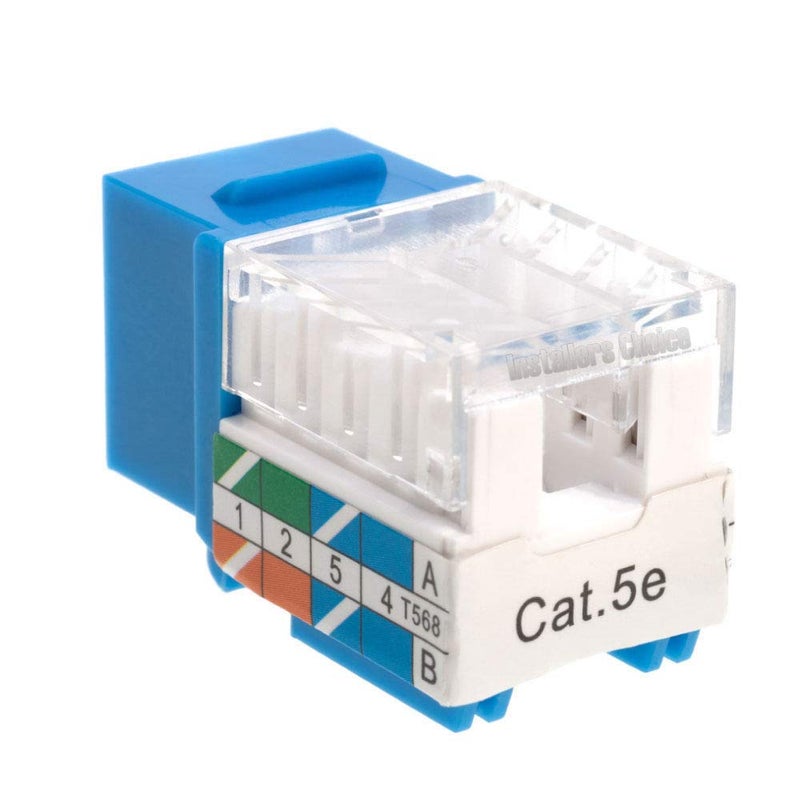 SATMAXIMUM Cat5e Keystone Ethernet Wall Jack Punch Down UTP 45-Degree (Easier Termination Than 90-Degree), RJ45 Slim Profile Speed Termination 45° Angled Blue (10 Pack) - Image 2