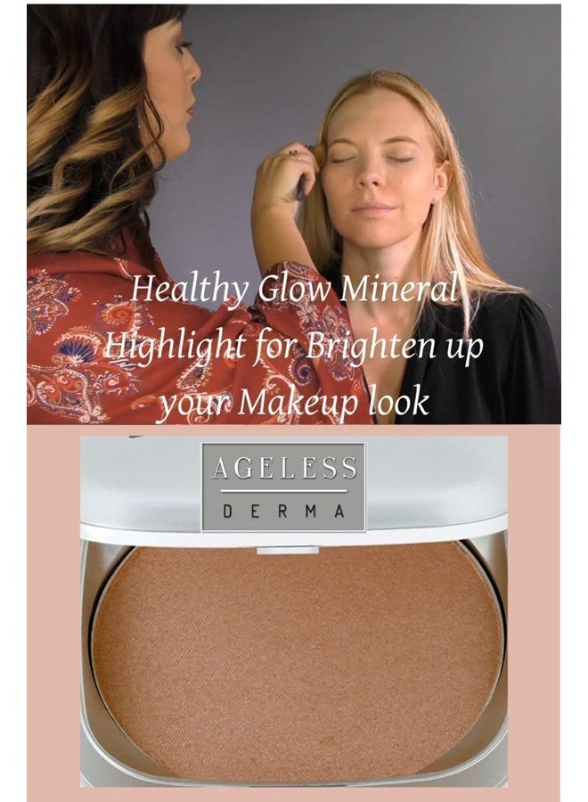 Ageless Derma Healthy Mineral Highlighter powder Makeup. Vegan-Gluten and Paraben Free (Gold)