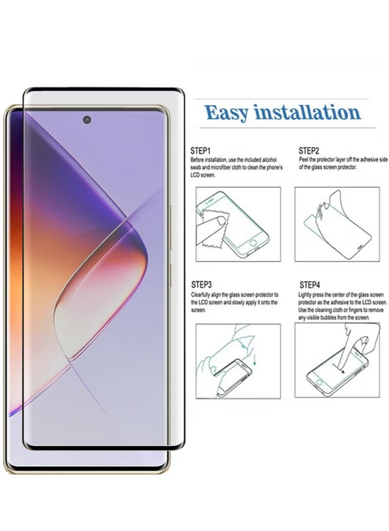 [3 Pack] Tempered Glass for Infinix Note 40 Pro 5G Screen Protector,9H Hardness High Definition Full Covered Curved Clear Scratch Resistant Bubble Free Anti-Fingerprints