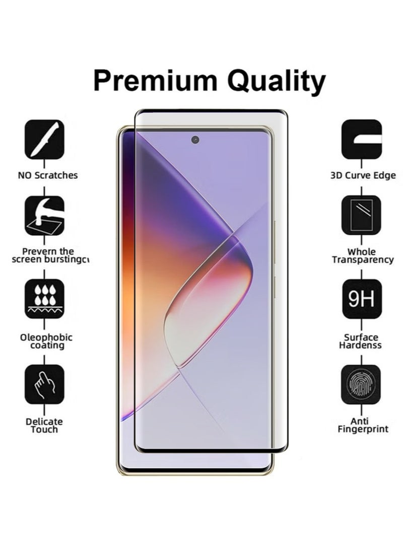 [3 Pack] Tempered Glass for Infinix Note 40 Pro 5G Screen Protector,9H Hardness High Definition Full Covered Curved Clear Scratch Resistant Bubble Free Anti-Fingerprints