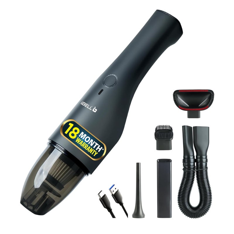 IBELL TURBOVAC700 Cordless Car Vacuum Cleaner – Rechargeable, Handheld, Wet & Dry Portable Vacuum with Powerful 7000 Pa Suction (Black) - Image 1