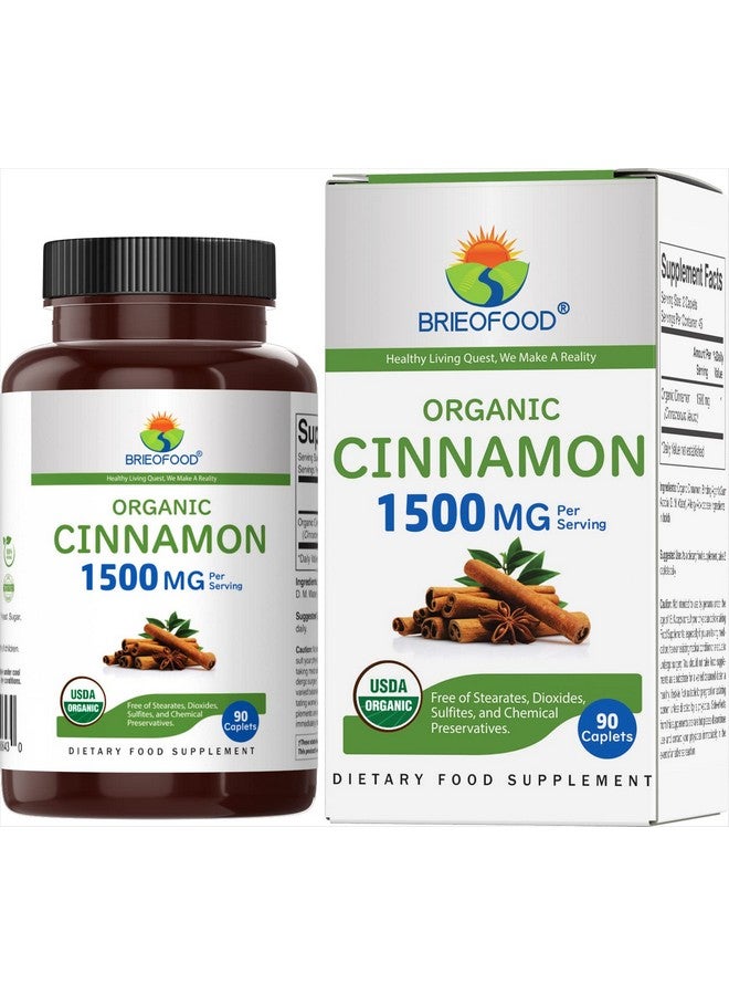 Brieofood Organic Cinnamon 1500Mg 45 Servings Vegetarian Gluten Free 90 Vegetarian Tablets - Image 1