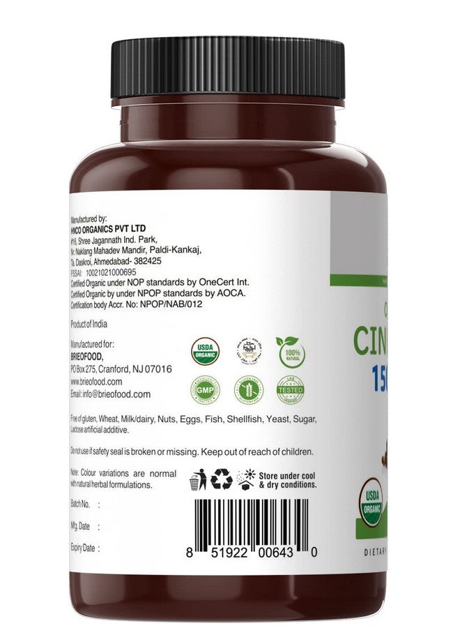 Brieofood Organic Cinnamon 1500Mg 45 Servings Vegetarian Gluten Free 90 Vegetarian Tablets - Image 5