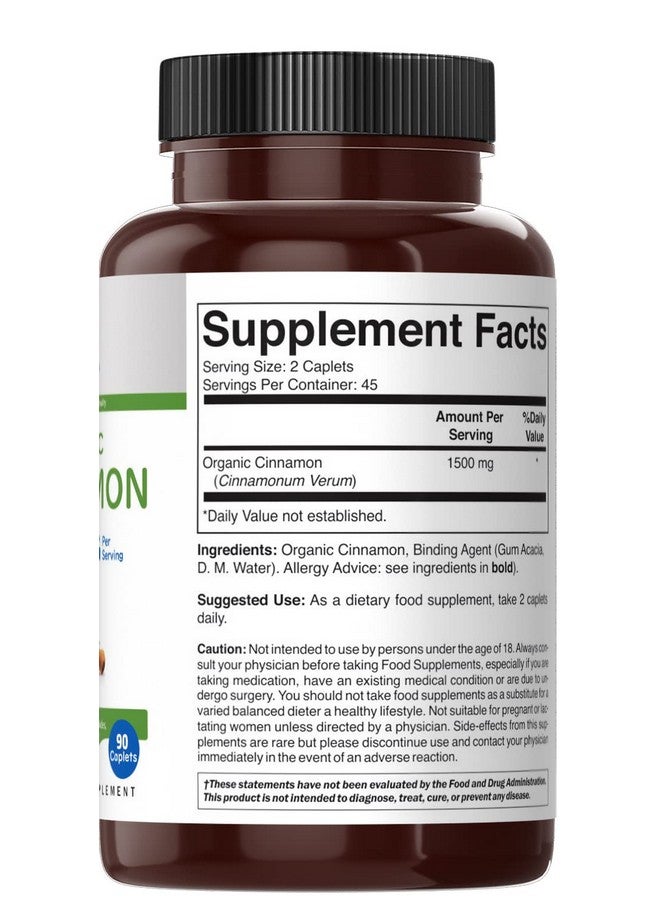 Brieofood Organic Cinnamon 1500Mg 45 Servings Vegetarian Gluten Free 90 Vegetarian Tablets - Image 4
