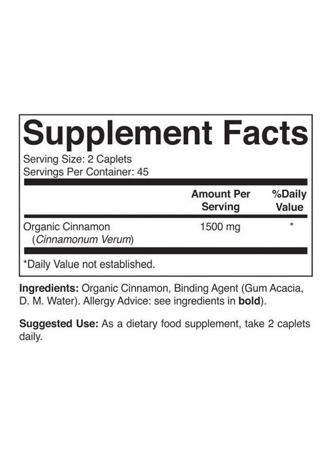 Brieofood Organic Cinnamon 1500Mg 45 Servings Vegetarian Gluten Free 90 Vegetarian Tablets - Image 3