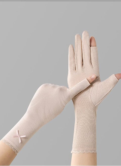 Women's Driving Gloves Anti-UV Anti-Slip Gloves Beige