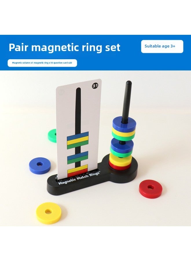 Paired Magnetic Ring Magnet Colorful Magnet Kindergarten Class Science Area Activity Material Area Corner Teaching Toys-Specification:Set (10 Rings + 20 Cards + Magnetic Column)  - Image 1
