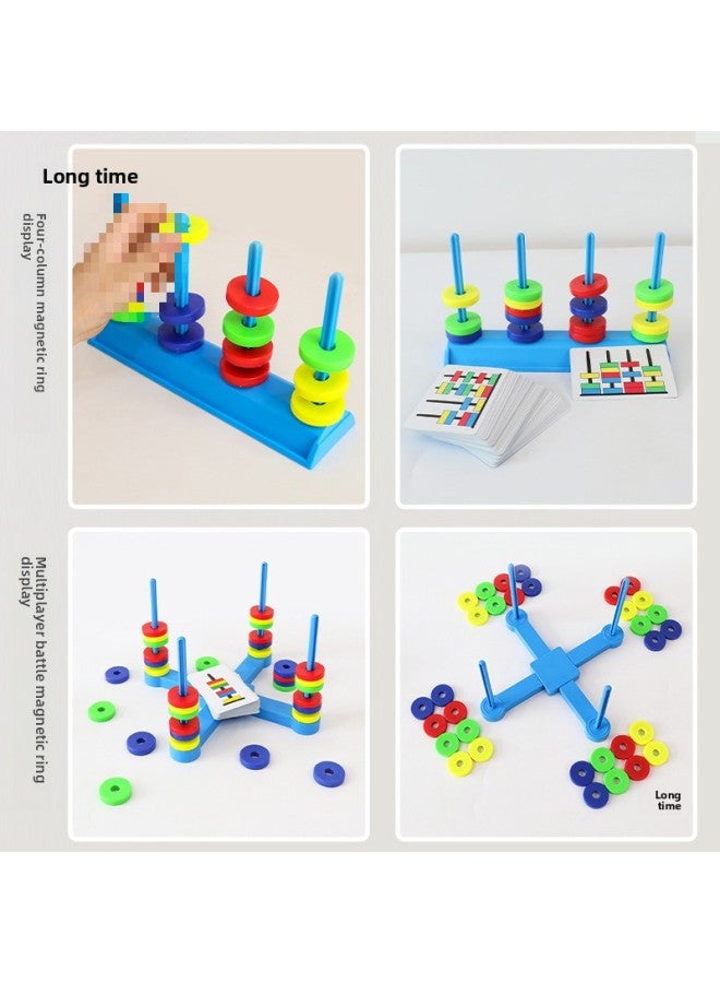 Paired Magnetic Ring Magnet Colorful Magnet Kindergarten Class Science Area Activity Material Area Corner Teaching Toys-Specification:Set (10 Rings + 20 Cards + Magnetic Column)  - Image 5