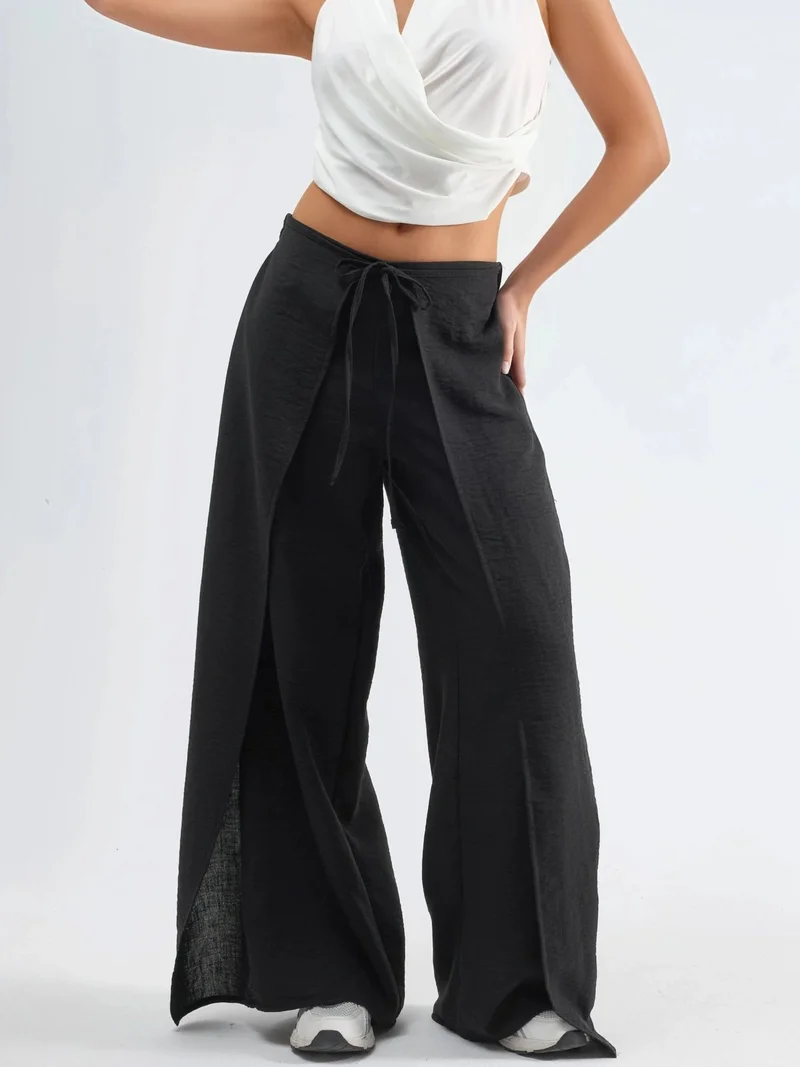بوسيم BUSEM Drawstring Waist Crepe Trousers with Tie Detail
