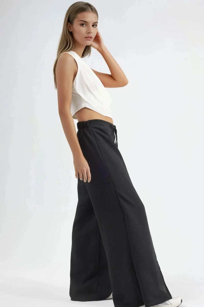 بوسيم BUSEM Drawstring Waist Crepe Trousers with Tie Detail