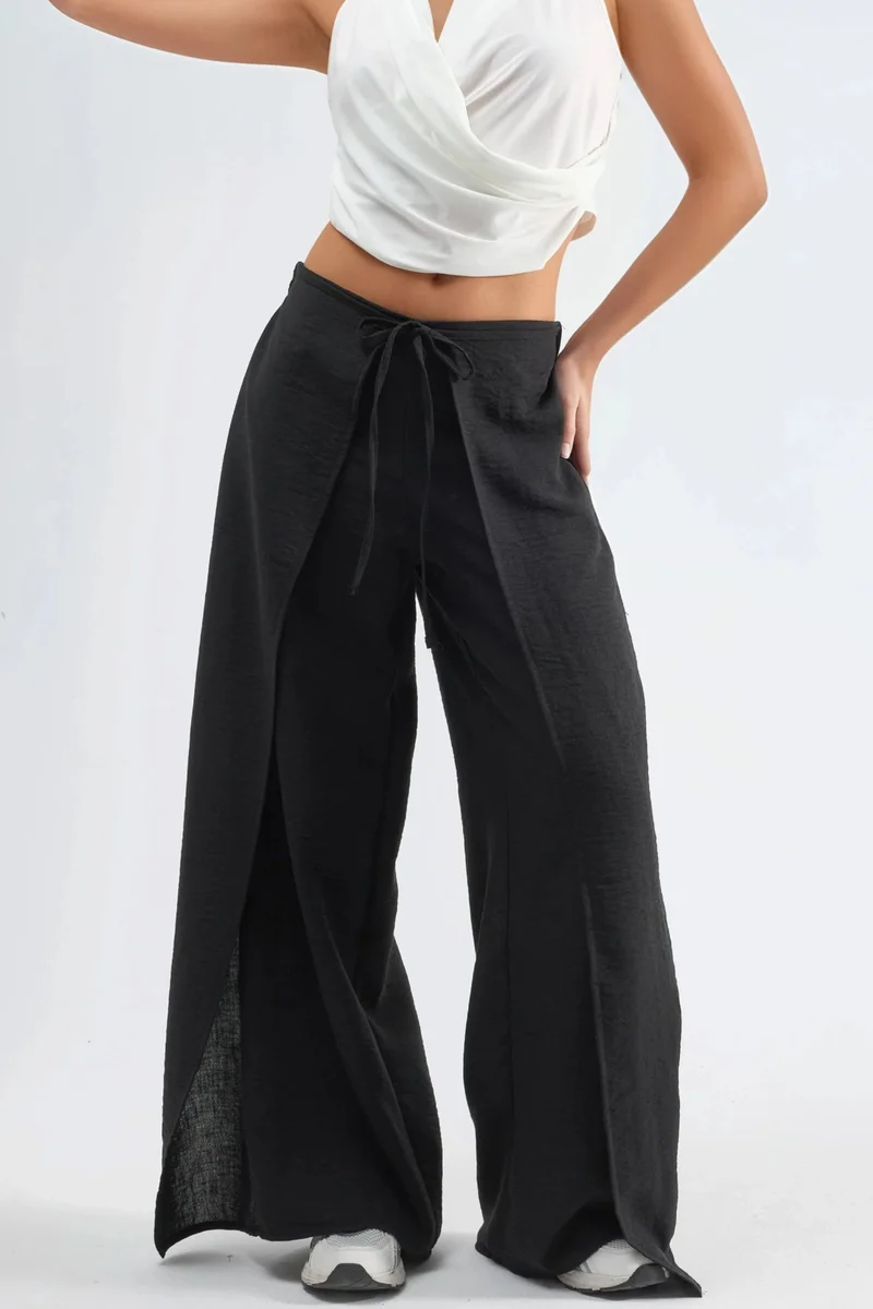 بوسيم BUSEM Drawstring Waist Crepe Trousers with Tie Detail