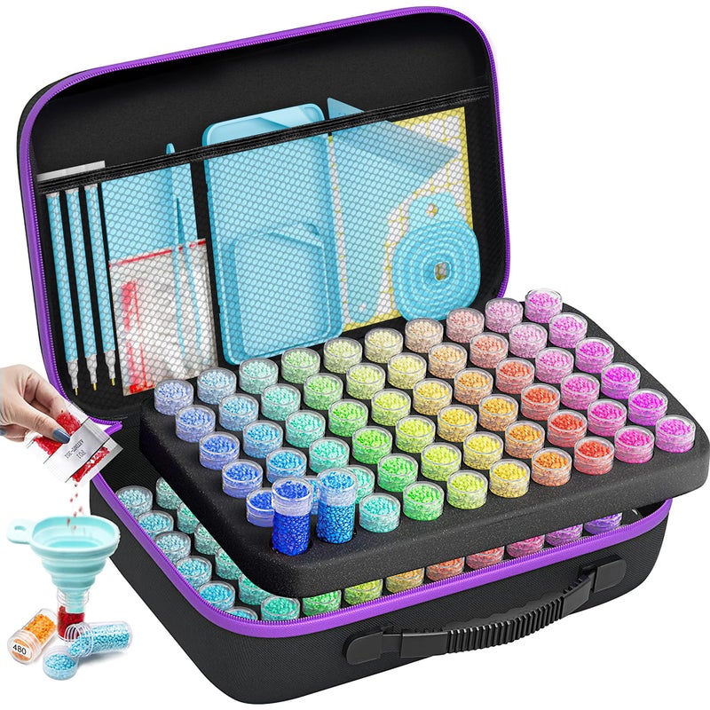 ARTDOT 120 Slots Storage Container for Diamond Art Kits for Adults,Portable Bead Storage Boxes for Diamond Painting Accessories and Tools - Image 1