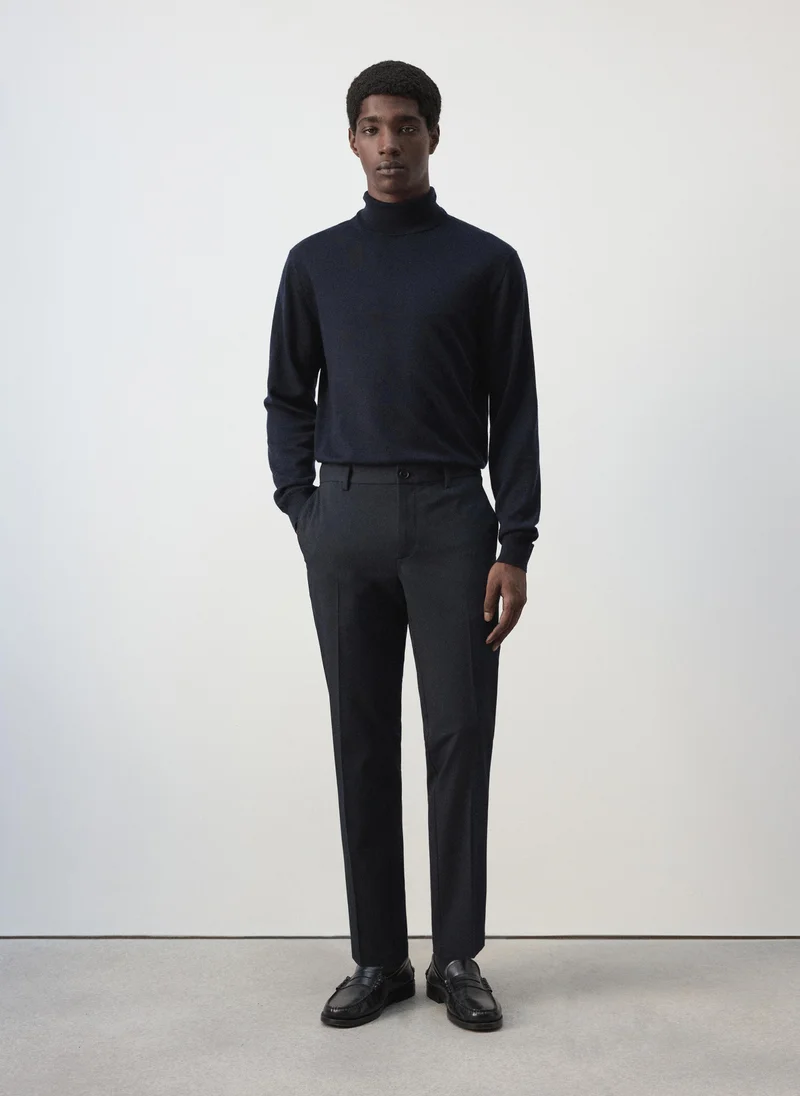 Mango Man 56-NAVY Bologna Cropped Slim-Fit Trousers for Men | Best Price UAE