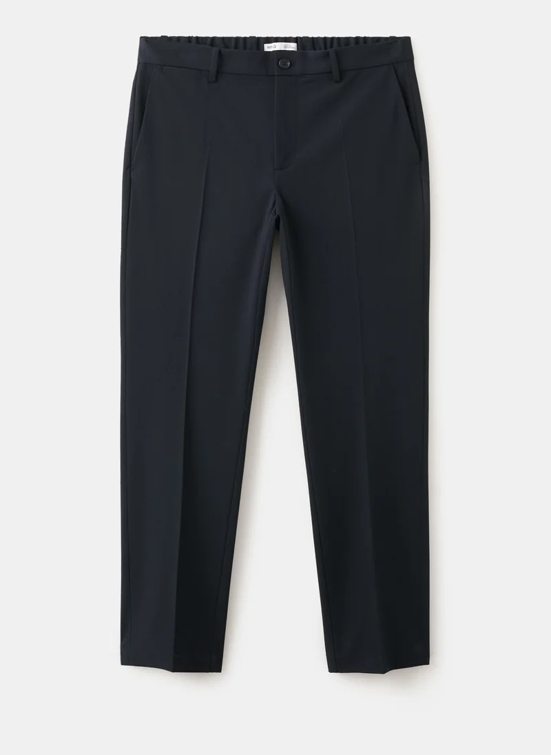 Mango Man 56-NAVY Bologna Cropped Slim-Fit Trousers for Men | Best Price UAE