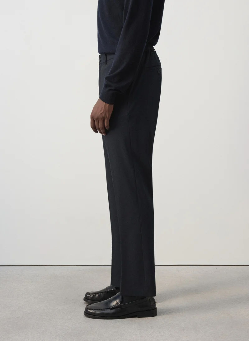Mango Man 56-NAVY Bologna Cropped Slim-Fit Trousers for Men | Best Price UAE