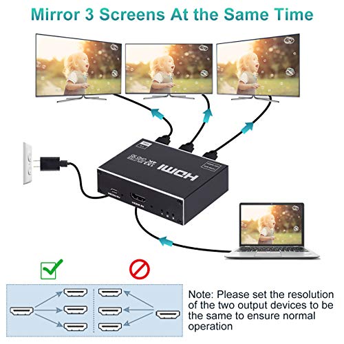 ENBUER 1x3 HDMI Splitter, 1 in 3 Out HDMI Splitter Audio Video Distributor Box Support 3D & 4K x 2K Compatible for HDTV, STB, DVD, PS3, Projector Etc - Image 3