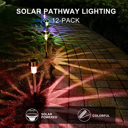 DREAM MASTER Solar Lights Outdoor Waterproof,Stainless Steel LED Landscape Lighting Outdoor Solar Lights For Outside Solar Garden Lights For Pathway,Walkway,Patio,Yard,Lawn - 16 Pack ( Multicolor ) - Image 3