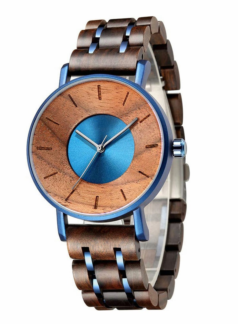 KASTWAVE Wooden Watches For Men 42mm Round Light Handmade Wooden Wrist Watches with Adjustable Stylish Wood Strap - Image 1