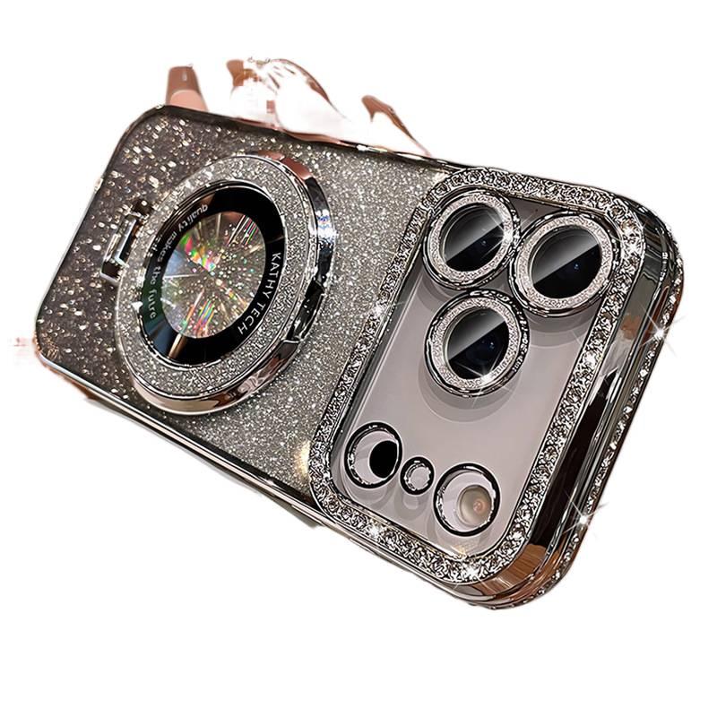 Silicone MagSafe Case for iPhone 12 Pro with Drop Protection and Kickstand plus Shockproof plus Strong Magnetic in Silver - Image 1