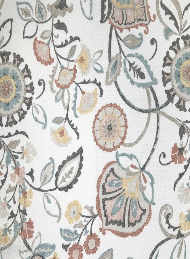 No. 918 Signy Jacobean Pattern Semi-Sheer Rod Pocket Kitchen Curtain Valance, White, 54" W x 14" L - Image 3