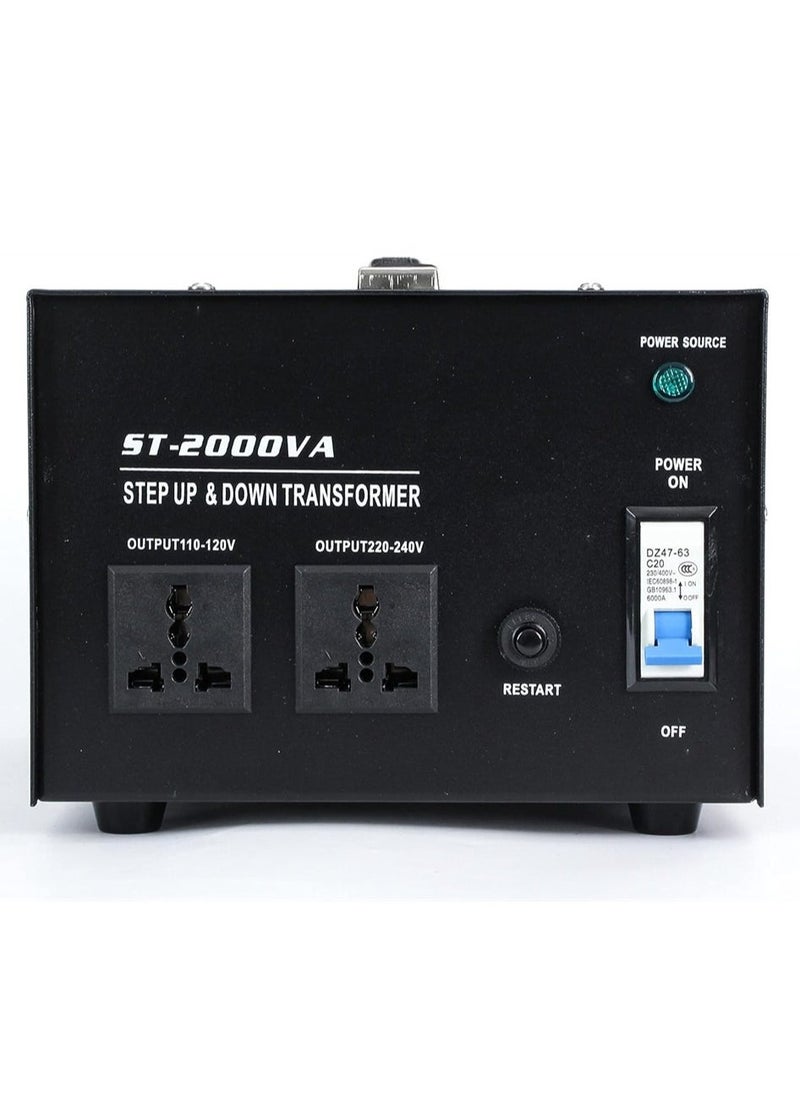 2000W Voltage Converter UK to US/ US to UK Toroidal Core Step Up and Down Voltage Transformer Output 110V - 120V / 220V - 240V Voltage Converter with UK Standard Plug Circuit Break Protection  - Image 2