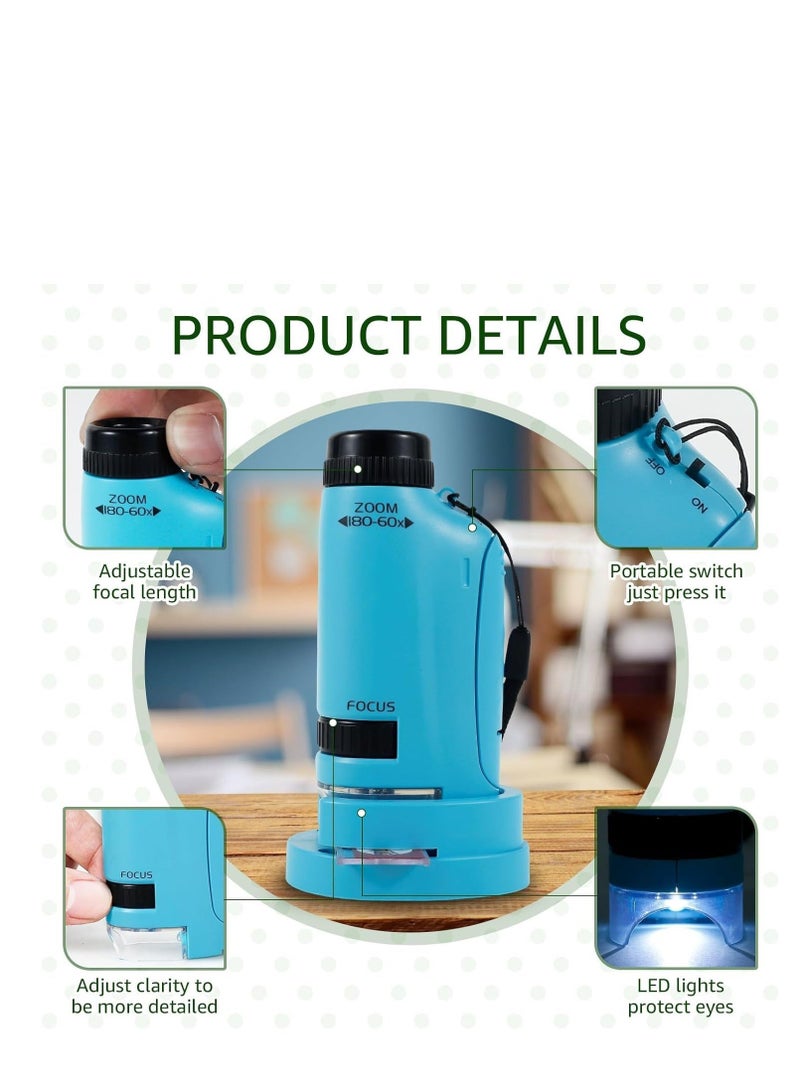 Generic Portable Microscope for Kids, Handheld Miniscope for Kids, Mini Labsters Portable Microscope for Kids Ages 8-12, Pocket Microscope 60x-180x, for STEM Educational Toy, Scientific Experiment  - Image 4