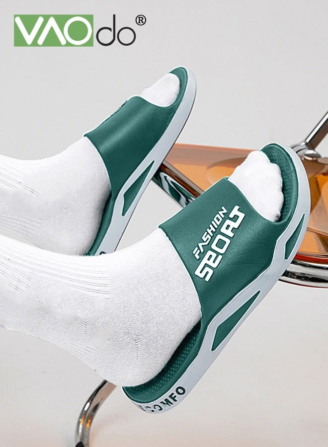 فاو دو شباشب رجالية شباشب منزلية شباشب استحمام نعل سميك مانع للانزلاق شباشب شاطئية عصرية للخارج راحة قصوى خفيفة الوزن نعل سميك أخضر - Image 2