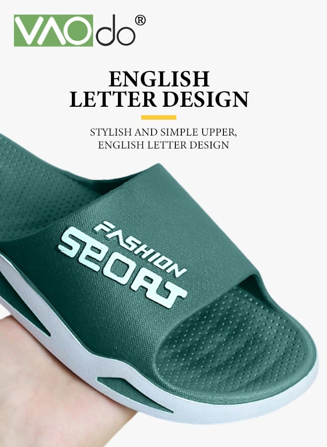 فاو دو شباشب رجالية شباشب منزلية شباشب استحمام نعل سميك مانع للانزلاق شباشب شاطئية عصرية للخارج راحة قصوى خفيفة الوزن نعل سميك أخضر - Image 5