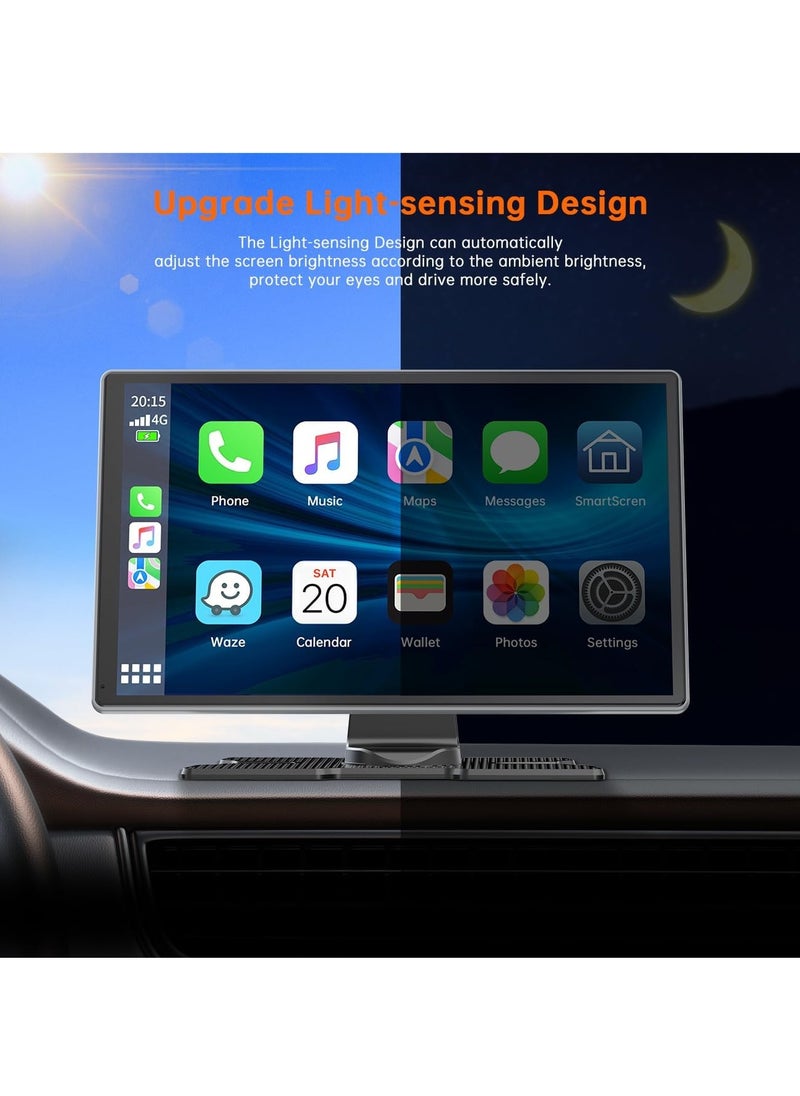 XiuWoo - Wireless CarPlay & Android Auto with 2.5K Dash Cam, 9 Inch Portable Apple CarPlay Screen with 1080p Backup Camera, Car Audio Receivers with GPS Navigation ,Bluetooth - Image 1