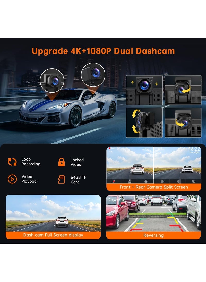 XiuWoo - Wireless CarPlay & Android Auto with 2.5K Dash Cam, 9 Inch Portable Apple CarPlay Screen with 1080p Backup Camera, Car Audio Receivers with GPS Navigation ,Bluetooth - Image 1