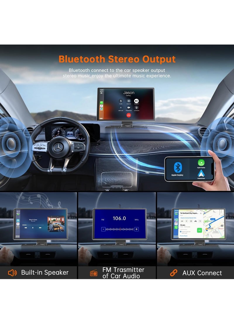 XiuWoo - Wireless CarPlay & Android Auto with 2.5K Dash Cam, 9 Inch Portable Apple CarPlay Screen with 1080p Backup Camera, Car Audio Receivers with GPS Navigation ,Bluetooth - Image 1