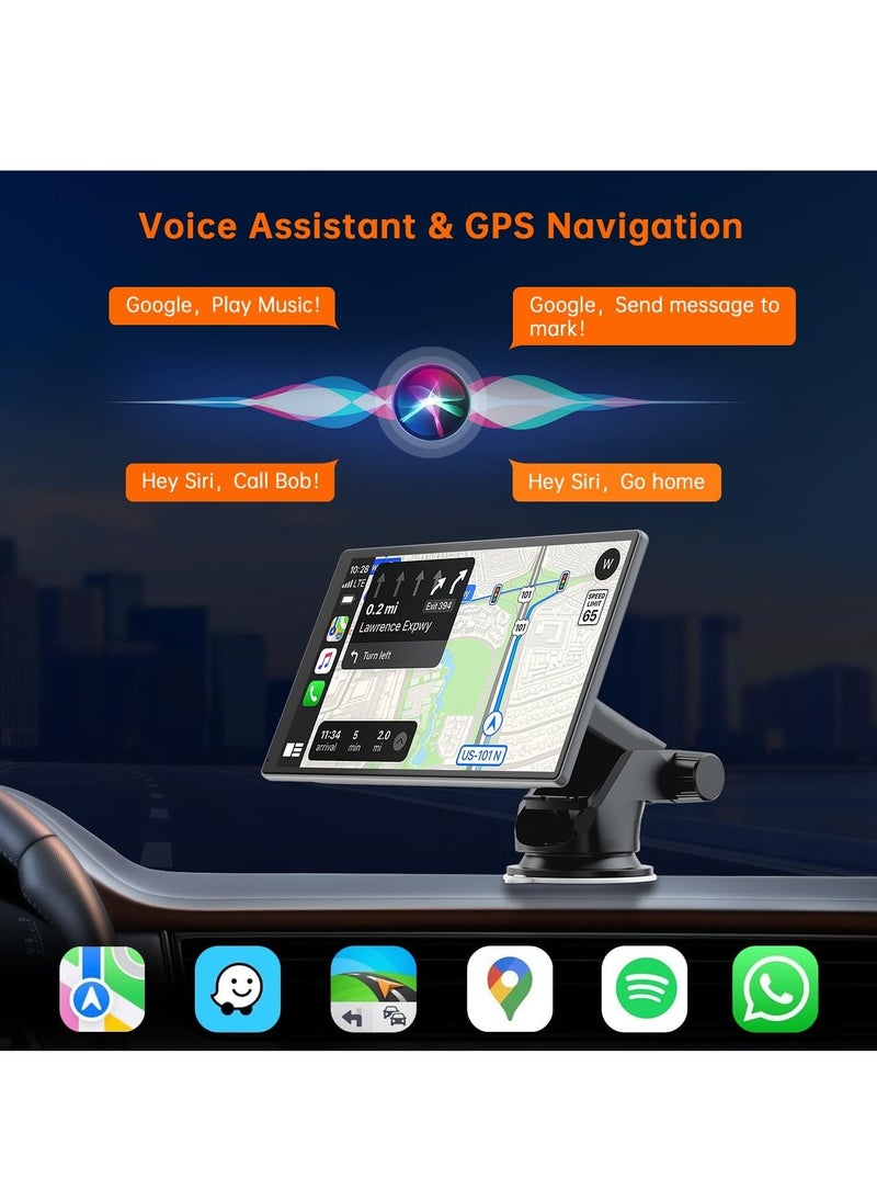 XiuWoo - Wireless CarPlay & Android Auto with 2.5K Dash Cam, 9 Inch Portable Apple CarPlay Screen with 1080p Backup Camera, Car Audio Receivers with GPS Navigation ,Bluetooth - Image 1