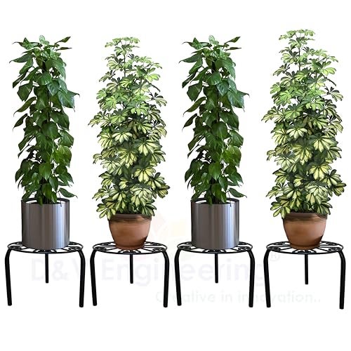 D&V ENGINEERING - Creative in innovation D&V Engineering Heavy Duty Flower Pot Stand | Metal Planter Stand for Big Cement Pots | Indoor & Outdoor Use | 100 kg Load Capacity | 11 Inch Diameter | Black, Pack of 4 - Image 4