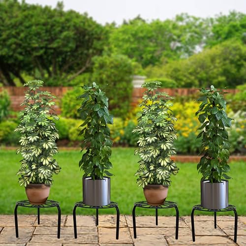 D&V ENGINEERING - Creative in innovation D&V Engineering Heavy Duty Flower Pot Stand | Metal Planter Stand for Big Cement Pots | Indoor & Outdoor Use | 100 kg Load Capacity | 11 Inch Diameter | Black, Pack of 4 - Image 1