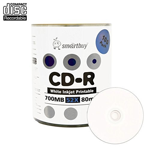 Smartbuy 100-disc 700mb/80min 52x CD-R White Inkjet Hub Printable Blank Recordable Media Disc - Image 2
