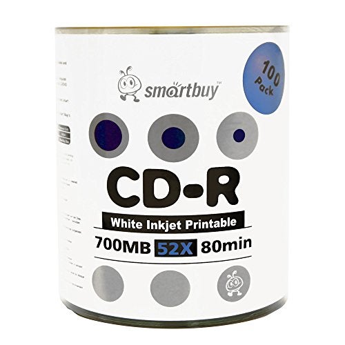 Smartbuy 100-disc 700mb/80min 52x CD-R White Inkjet Hub Printable Blank Recordable Media Disc - Image 5