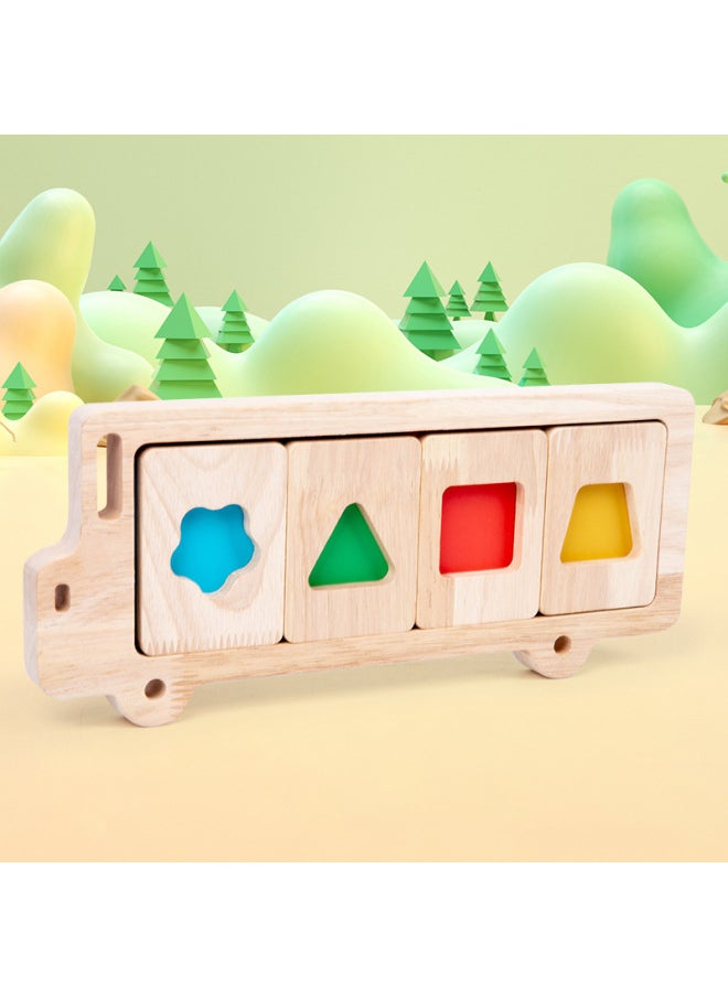 Generic - Early Education Geometric Three-dimensional Puzzle Baby Color Cognitive Shape Matching Color Plate Puzzle Kindergarten Wooden Toys-Color:pos-whale Geometric Shape Color Separation Puzzle - Image 1