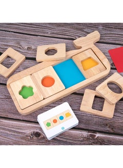 Early Education Geometric Three-dimensional Puzzle Baby Color Cognitive Shape Matching Color Plate Puzzle Kindergarten Wooden Toys-Color:pos-whale Geometric Shape Color Separation Puzzle