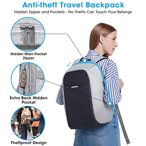 oscaurt Anti Theft Backpack 15.6 Inch Laptop Travel Backpack with Hidden Zipper and USB Charging Port Waterproof Business Computer Bag for Men & Women - Image 2