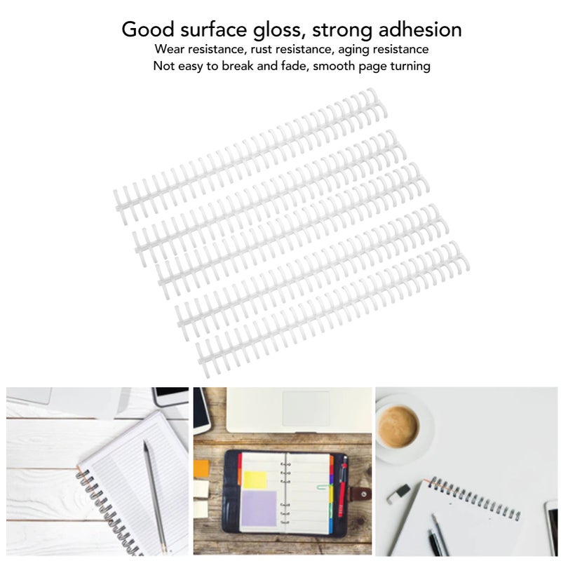10Pcs Binding Spines Spirals Coils Combs 30 Holes Plastic Strip for Loose Leaf 1/2in Diameter White - Image 4