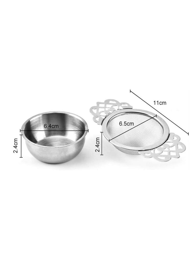 Excefore Tea Strainer Bowl, 2 Pack Stainless Steel Tea Strainers for Loose Tea Fine Mesh, Fit 2.5-4 Inch Cup Mouth  - Image 5