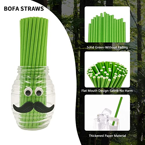 BOFA Eco Tableware Disposable Green Paper Drinking Straws 7.75 inch, 100 Pack Christmas Green Straws Recyclable, Eco Friendly Straw for DIY Crafts Party Suppliers, Cocktails, Juices, Coffee - Image 3