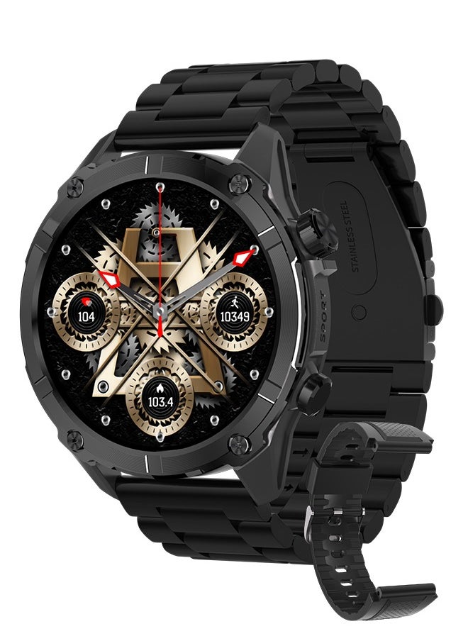 WAPIK - Korean Brand Smart Watch Y7, Business Smartwatch, 30M Waterproof Fitness Watch, Bluetooth Calling, Compatible with Android and iOS, Smartwatch for Men, Zinc Alloy Vacuum Plating, Heart Rate Monitoring, Black - Image 1