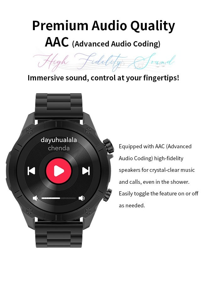 WAPIK - Korean Brand Smart Watch Y7, Business Smartwatch, 30M Waterproof Fitness Watch, Bluetooth Calling, Compatible with Android and iOS, Smartwatch for Men, Zinc Alloy Vacuum Plating, Heart Rate Monitoring, Black - Image 1