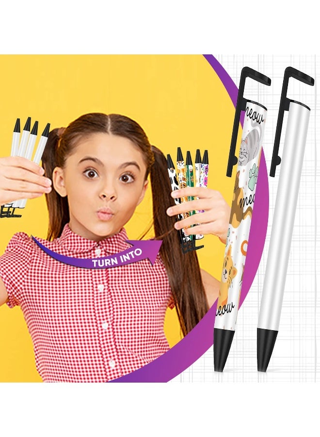 Sublimation Pens Blank Heat Transfer Pen for Kids, Sublimation Gel Pen with Shrink Wrap Sleeves Sublimation Coated Aluminum Customized Clip Pen for DIY Office School Stationery Supplies (6Pcs) - Image 2