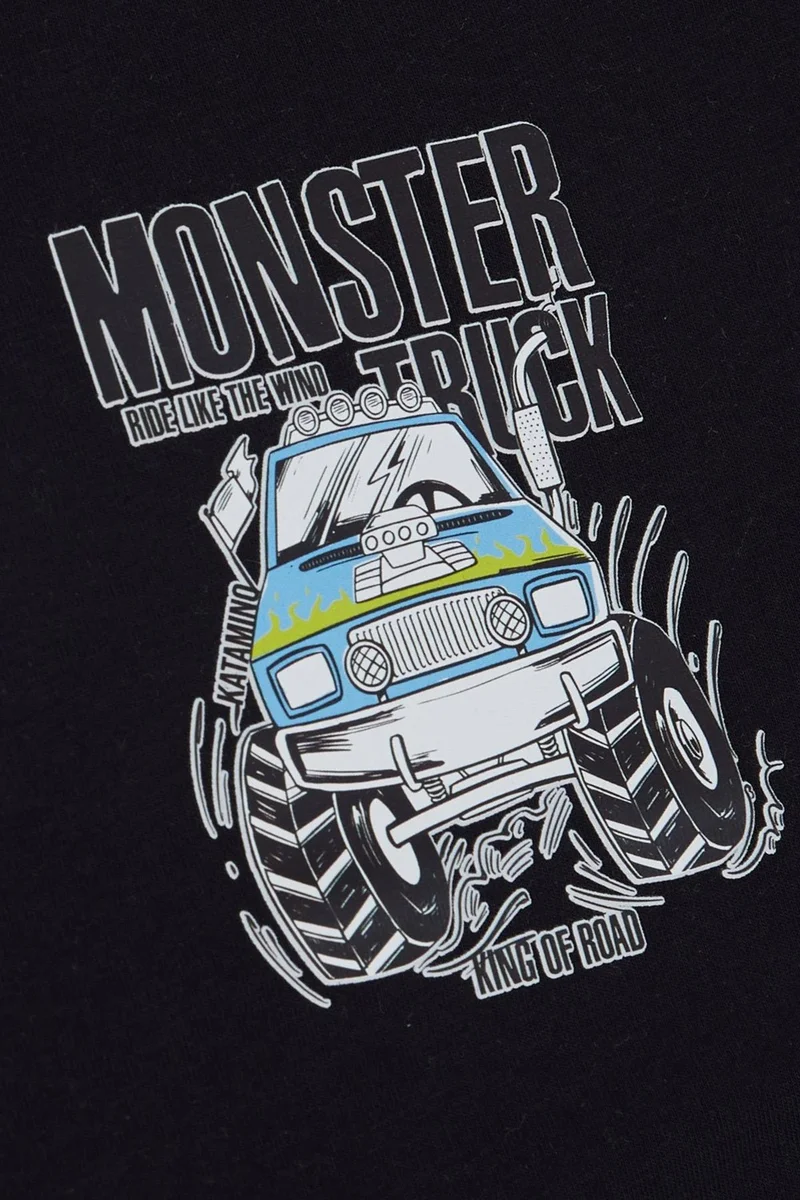 اكسبورت Boy's Undershirt Monster Truck Printed Wide Straps 7-8 Years, Navy Blue